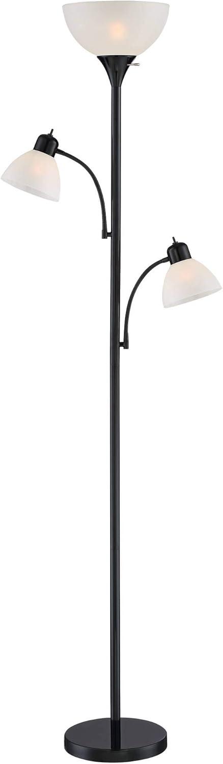 Alexa-Enabled Modern Black Torchiere Floor Lamp with Adjustable Multi-Head