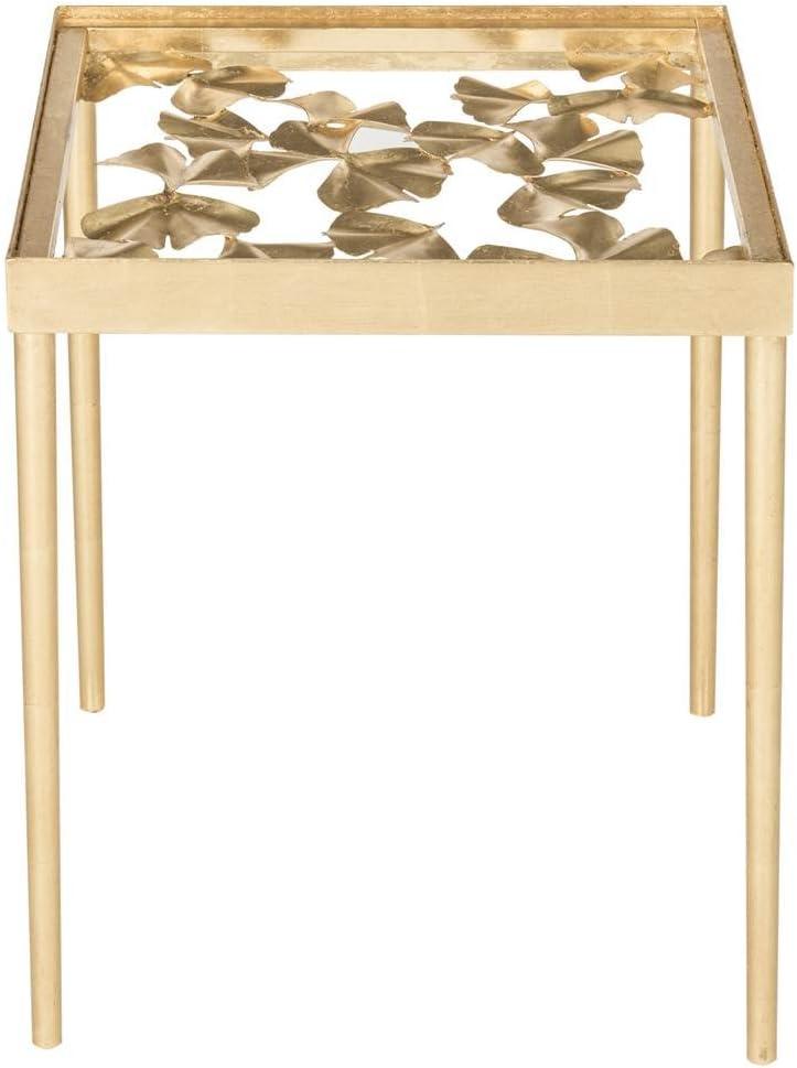 SAFAVIEH Otto 30 in. H Solid Glam Ginko Leaf Side Table, Gold