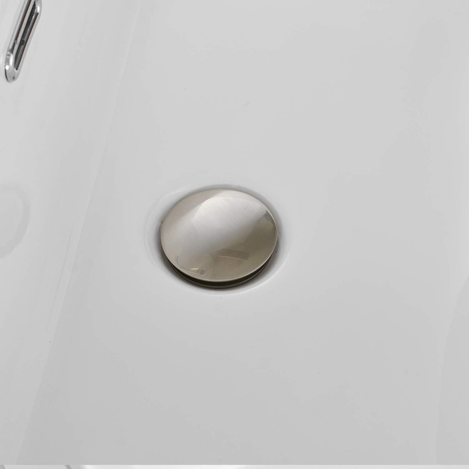 BWE Bathroom Sink Drain Bathroom Faucet Vessel Vanity Sink Drain Stopper Without Overflow Fits Bathroom Standard Sink Hole 1-1/2" to 1-3/4" Brushed Nickel