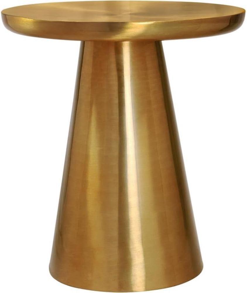 Martini Round Brushed Gold Metal End Table