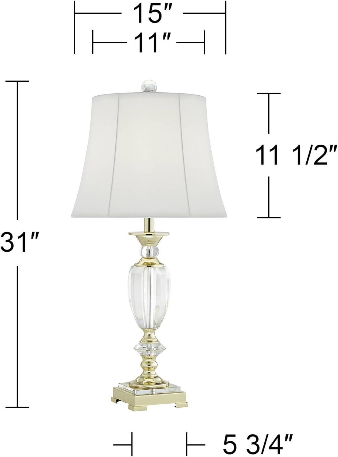 Vienna Full Spectrum Traditional Table Lamps 28.75" Tall Set of 2 Faceted Crystal and Brass White Bell Shade for Living Room Family Bedroom