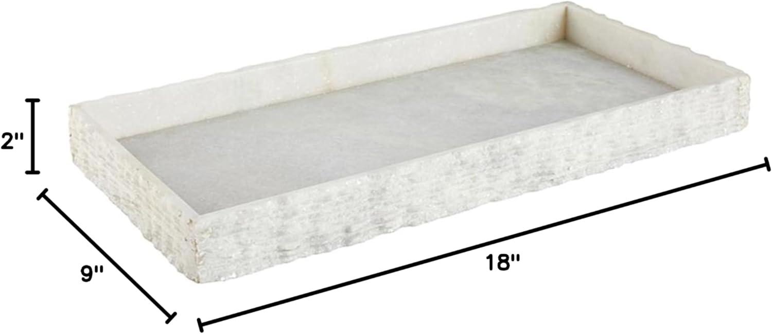 White Polished Marble Rectangular Decorative Tray