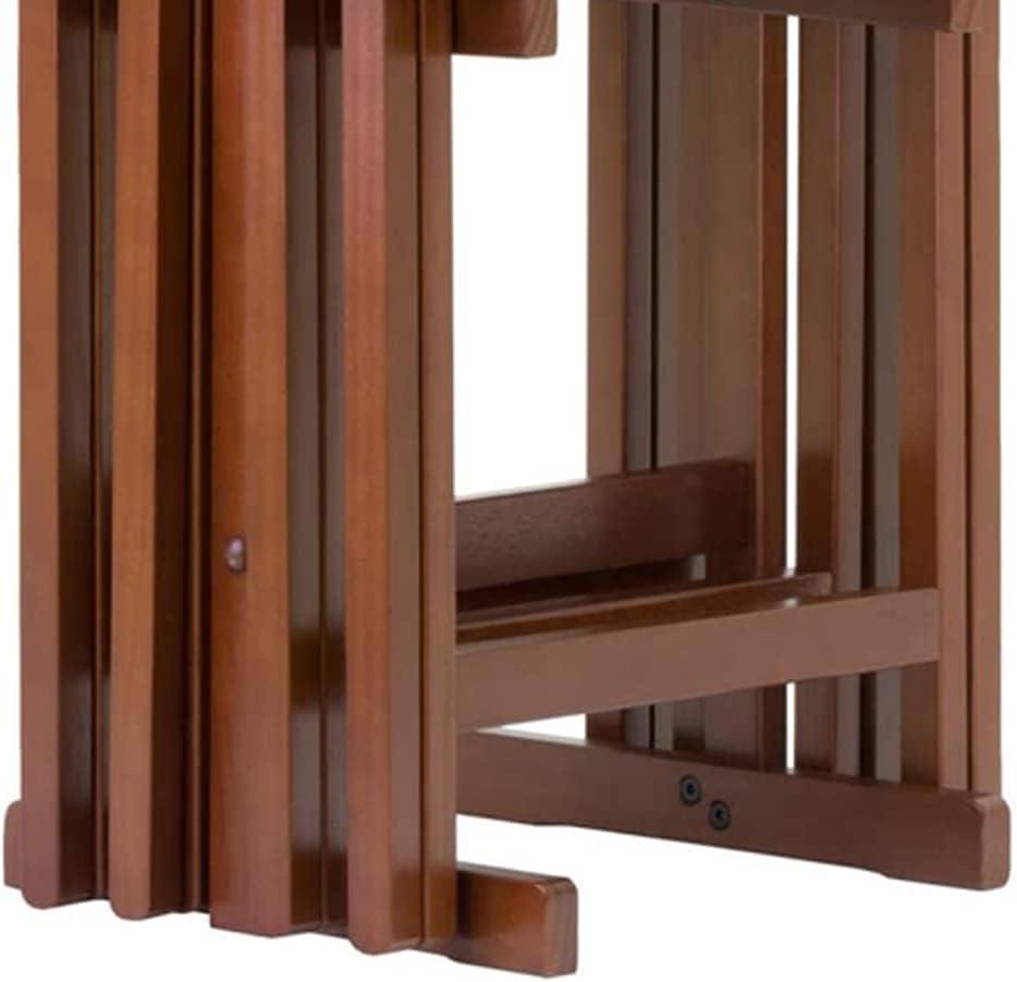 5pc Alex Snack Table Set Walnut Brown - Winsome: Solid Wood, Foldable, Storage Stand Included