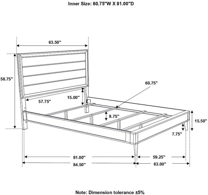 Coaster Ramon Contemporary Wood Queen Panel Bed Metallic Silver