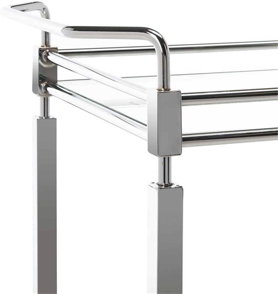 Ingrid 2 Tier Bar Cart - Chrome/Tempered Glass - Safavieh