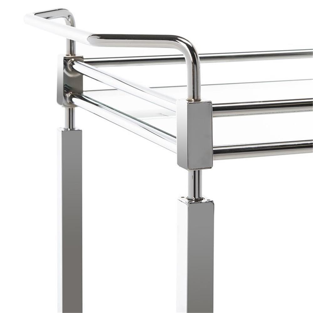 Ingrid 2 Tier Bar Cart - BCT8000A - Chrome/Glass - Safavieh