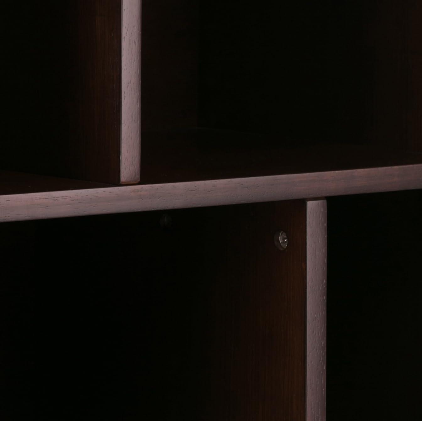 Simpli Home Draper 35"W Solid Hardwood 6 Shelf Compartment Mid-Century Modern Wide Bookcase with 2 Drawers
