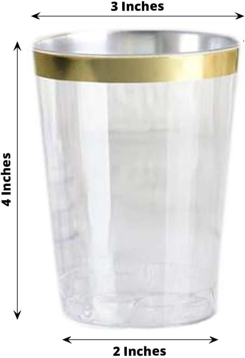 Efavormart 25 Pack Gold 10oz Crystal Collection Disposable Plastic Cups for Wedding, Party, Banquet, Home, Picnic, Outdoor Dinnerware, Bar, Nightclub, Liquors, Champagne, Desserts, Cocktails