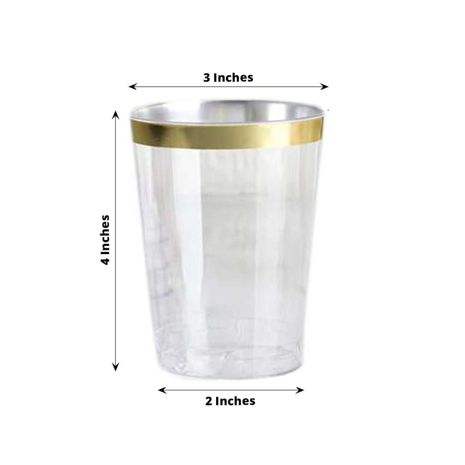 Efavormart 25 Pack Gold 10oz Crystal Collection Disposable Plastic Cups for Wedding, Party, Banquet, Home, Picnic, Outdoor Dinnerware, Bar, Nightclub, Liquors, Champagne, Desserts, Cocktails