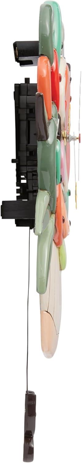 Allen Designs Tea Pot with Flowers and Butterflies Battery Operated Sculpted Pendulum Wall Clock 9.85 Inch