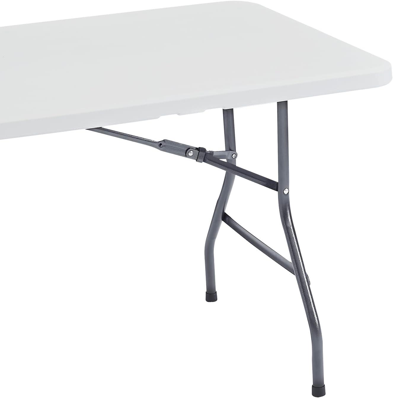 6ft Folding Table Multipurpose Foldable Dinner Table Portable Folding Rectangular Resin Table for Outdoor Camping Picnic Party by Naomi Home - White
