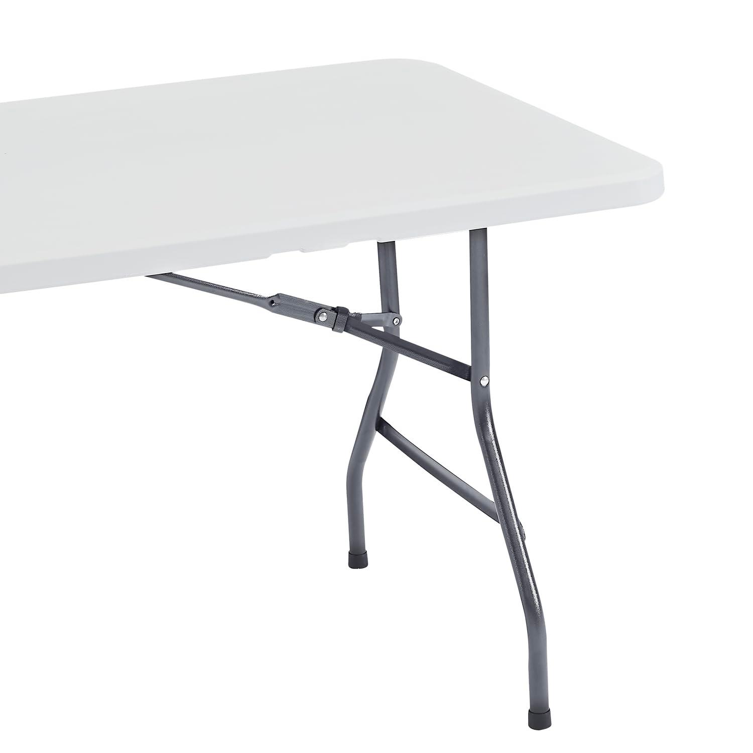 6ft Folding Table Multipurpose Foldable Dinner Table Portable Folding Rectangular Resin Table for Outdoor Camping Picnic Party by Naomi Home - White