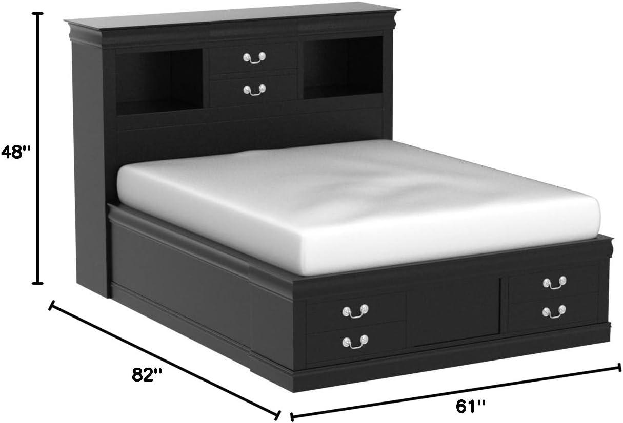 ACME Louis Philippe III Queen Bed w/Storage, Black