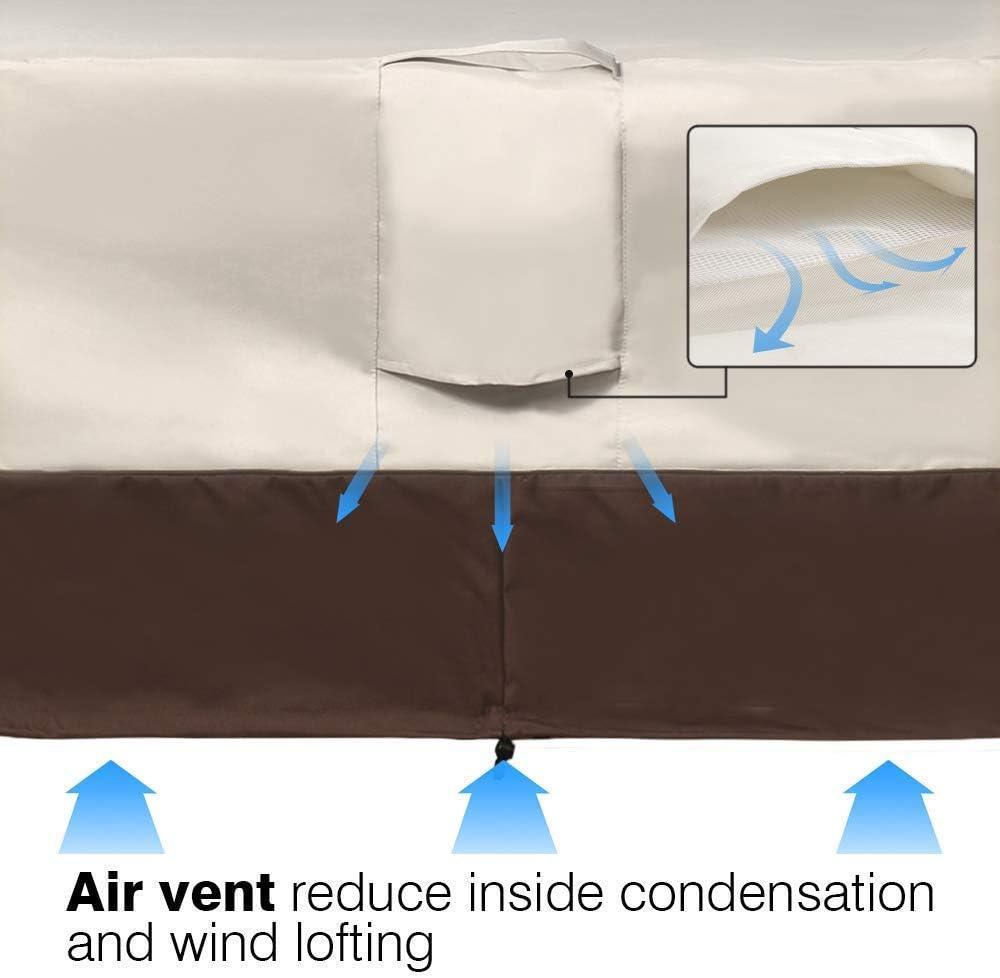 VAILGE 2-Seater Heavy Duty Patio Deep Bench Loveseat Cover, 100% Waterproof Outdoor Deep Sofa Cover, Lawn Patio Furniture Covers with Air Vent, Small (Deep), Beige & Brown
