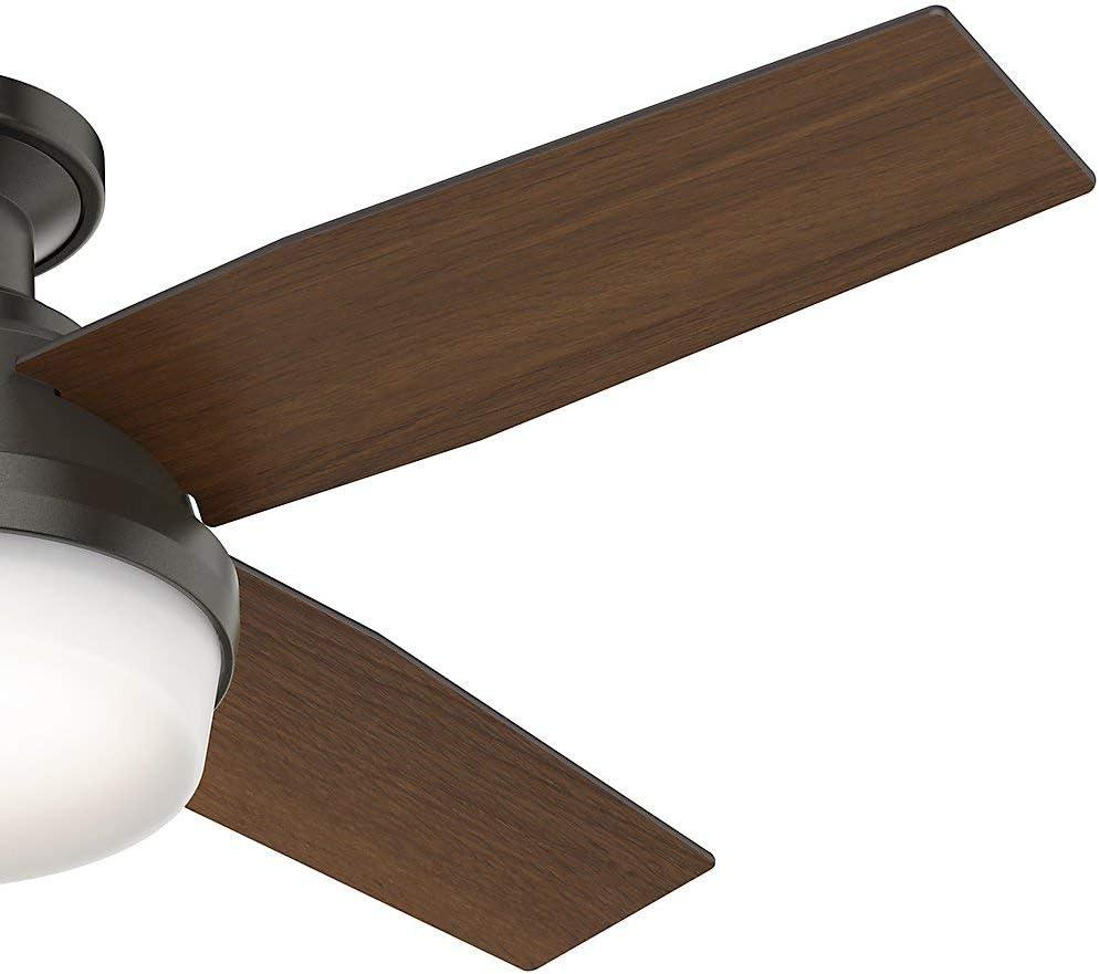 Hunter Fan Dempsey Low Profile 44" 4 - Blade Indoor Flush Mount Small Room Ceiling Fan with Lights and Remote