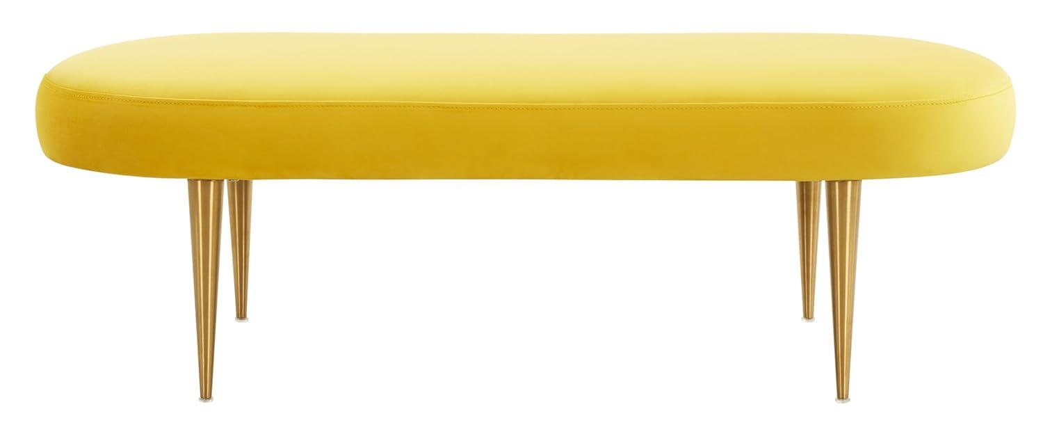 SAFAVIEH Couture Corinne Oval Solid Velvet Contemporary Bench, Marigold