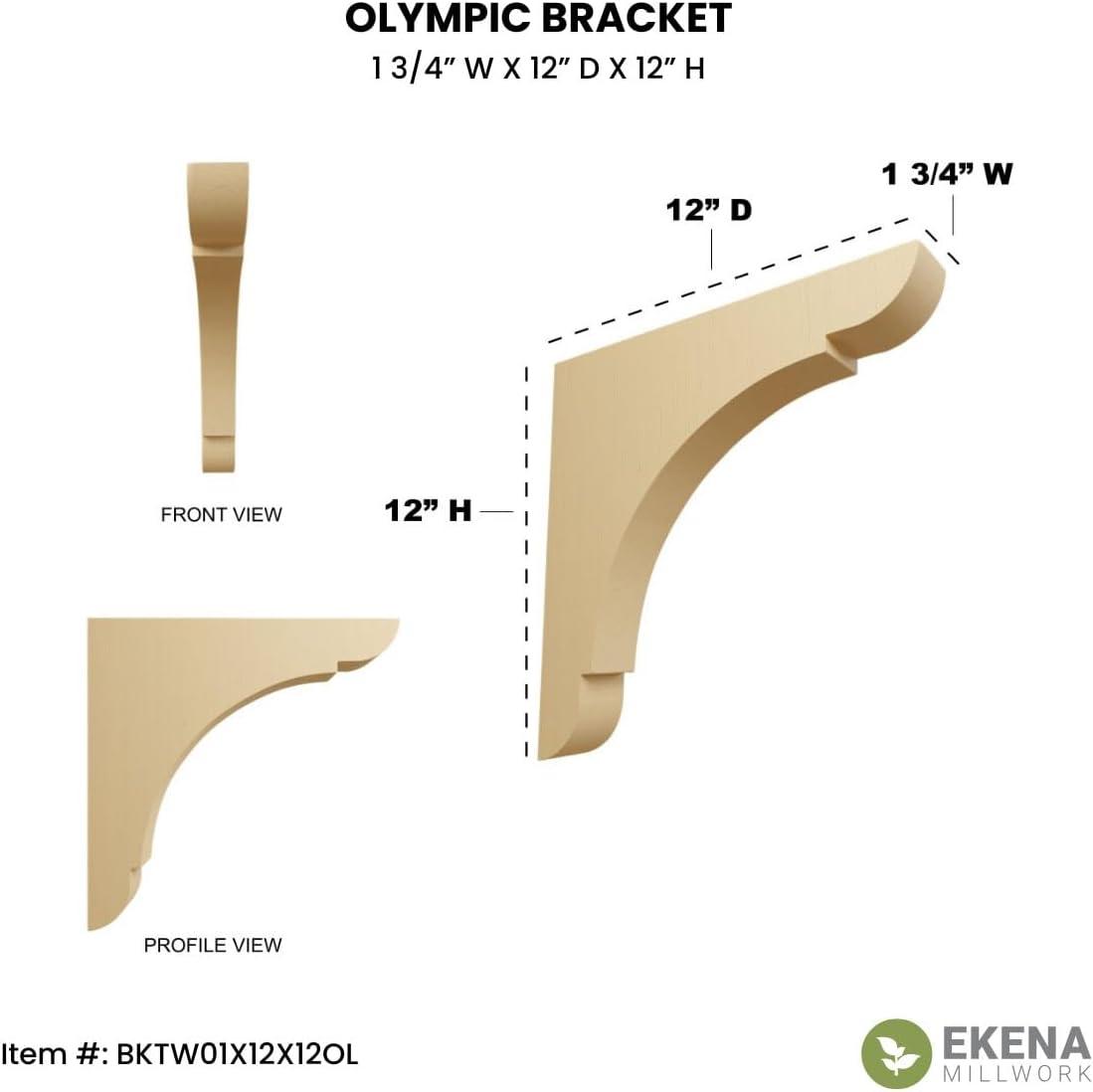 Ekena Millwork 1 3/4"W x 12"D x 12"H Extra Large Olympic Wood Bracket, Alder