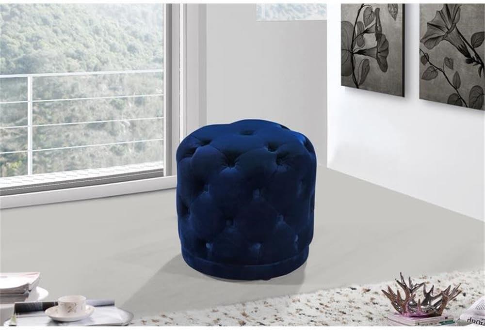 Contemporary Velvet Ottoman/Stool in Navy