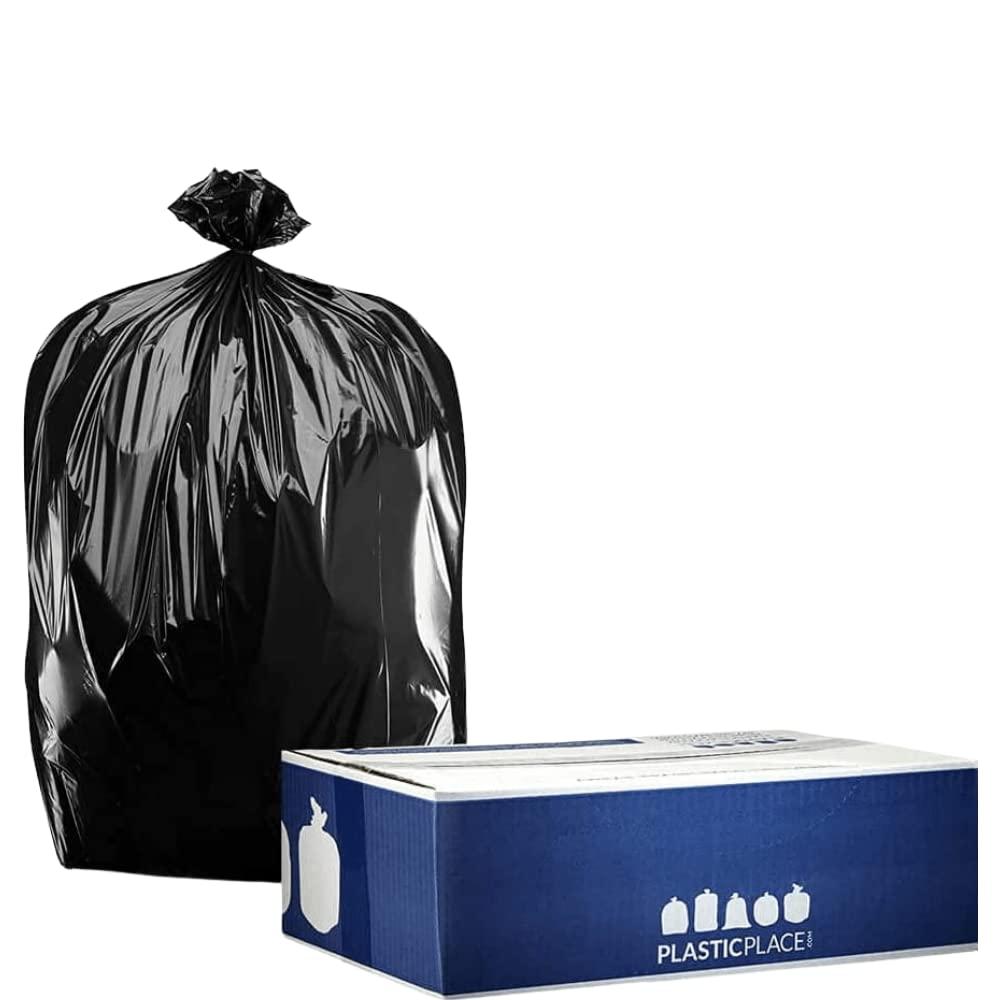 Plasticplace 64-65 Gallon Trash Can Liners for Toter, 1.2 Mil, Black, 50'' x 60'' (25 Count)