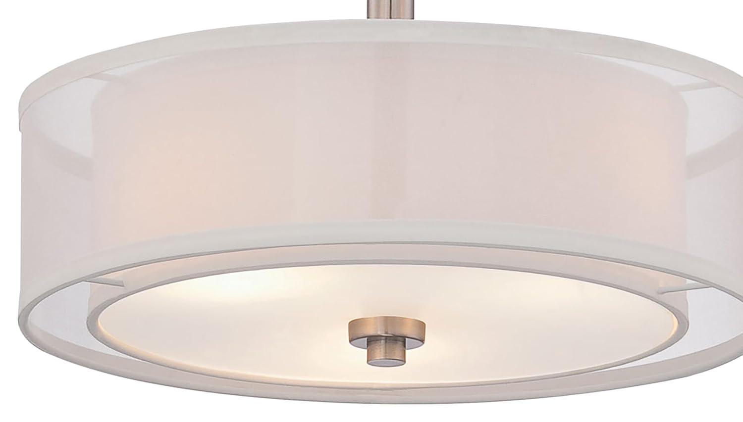 Minka Lavery Semi Flush Mount Ceiling Light 4107-84, Parsons Studio Lighting Fixture, 3 Light, Nickel