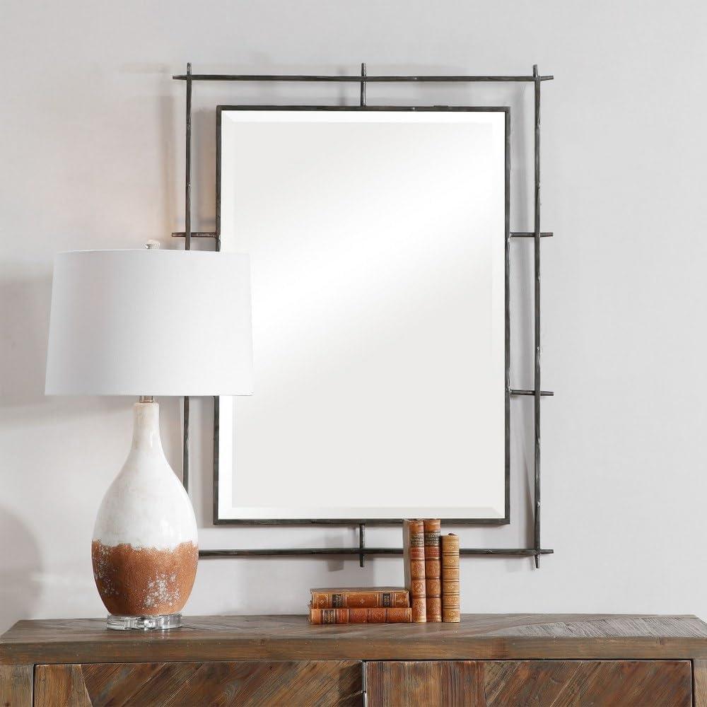 Ironworks 40" Black Industrial Rectangular Mirror