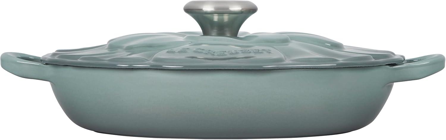 Sea Salt Enameled Cast Iron Petal Braiser with Handles, 2.25qt