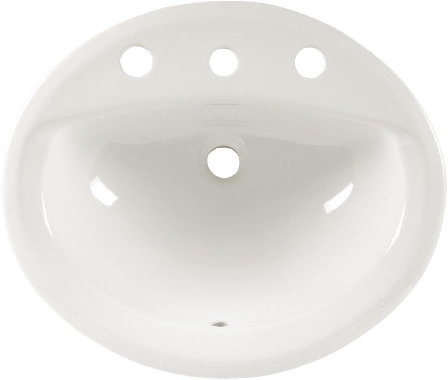 White Ceramic Oval Drop-In Bathroom Sink with Overflow