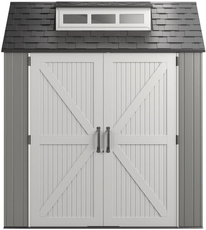 Rubbermaid 7 x 7 Foot Weather Resistant Resin Outdoor Storage Shed, Gray