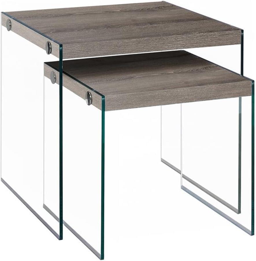 Monarch Specialties Nesting Table, Set Of 2, Side, End, Accent, Living Room, Bedroom, Brown Laminate