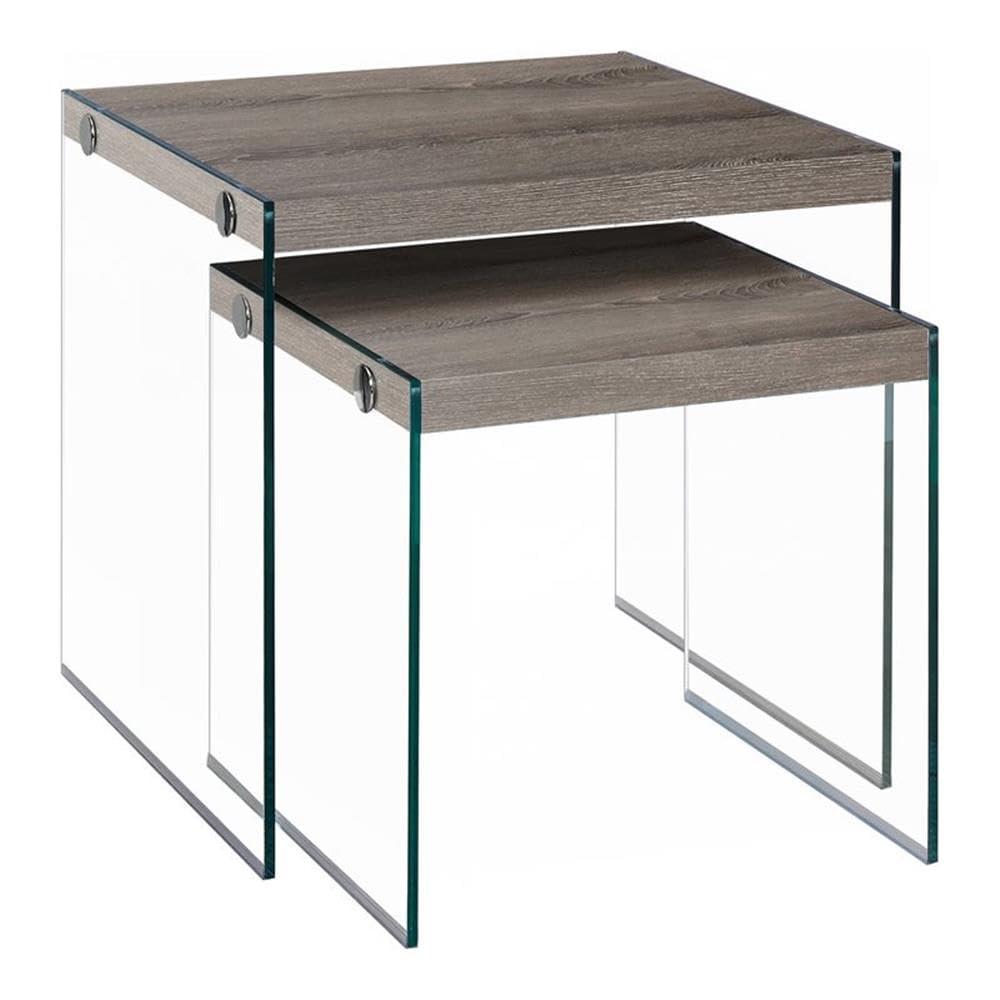 Monarch Specialties Nesting Table, Set Of 2, Side, End, Accent, Living Room, Bedroom, Brown Laminate