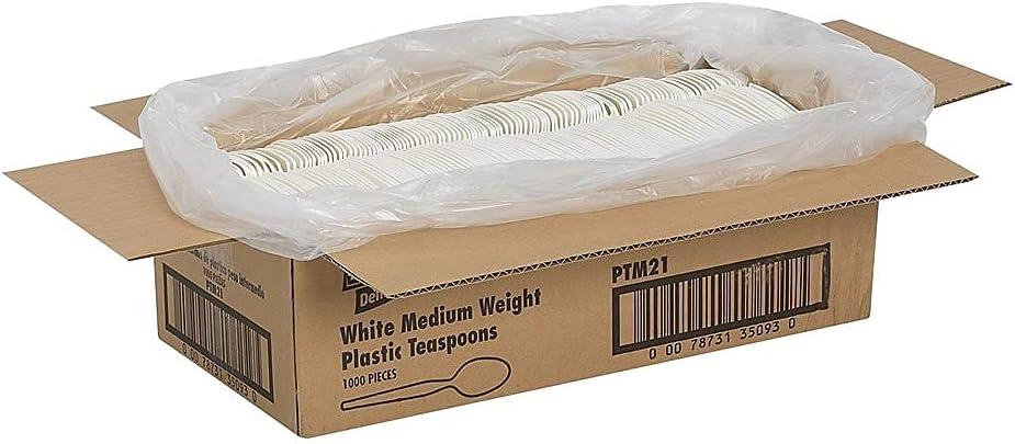 Dixie Plastic Cutlery, Mediumweight Teaspoons, White, 1,000/Carton -DXEPTM21