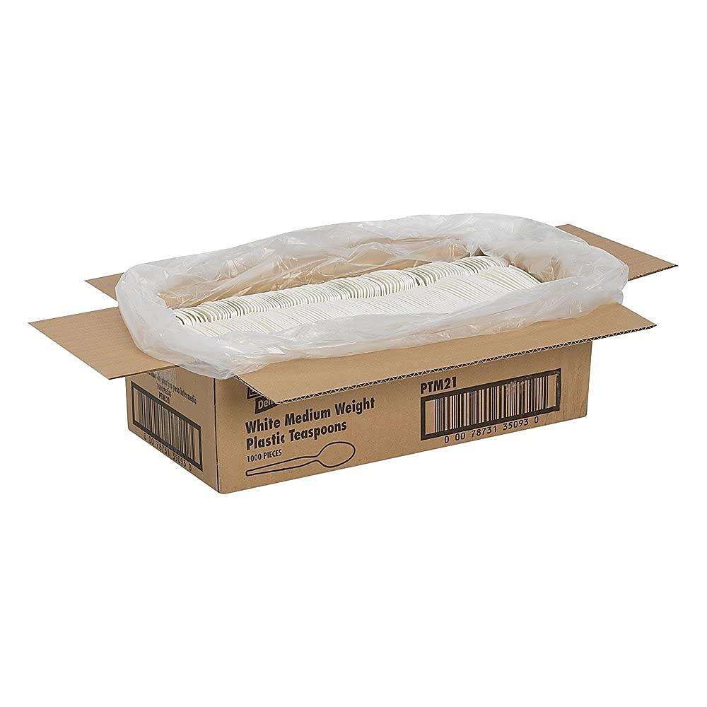 Dixie Plastic Cutlery, Mediumweight Teaspoons, White, 1,000/Carton -DXEPTM21