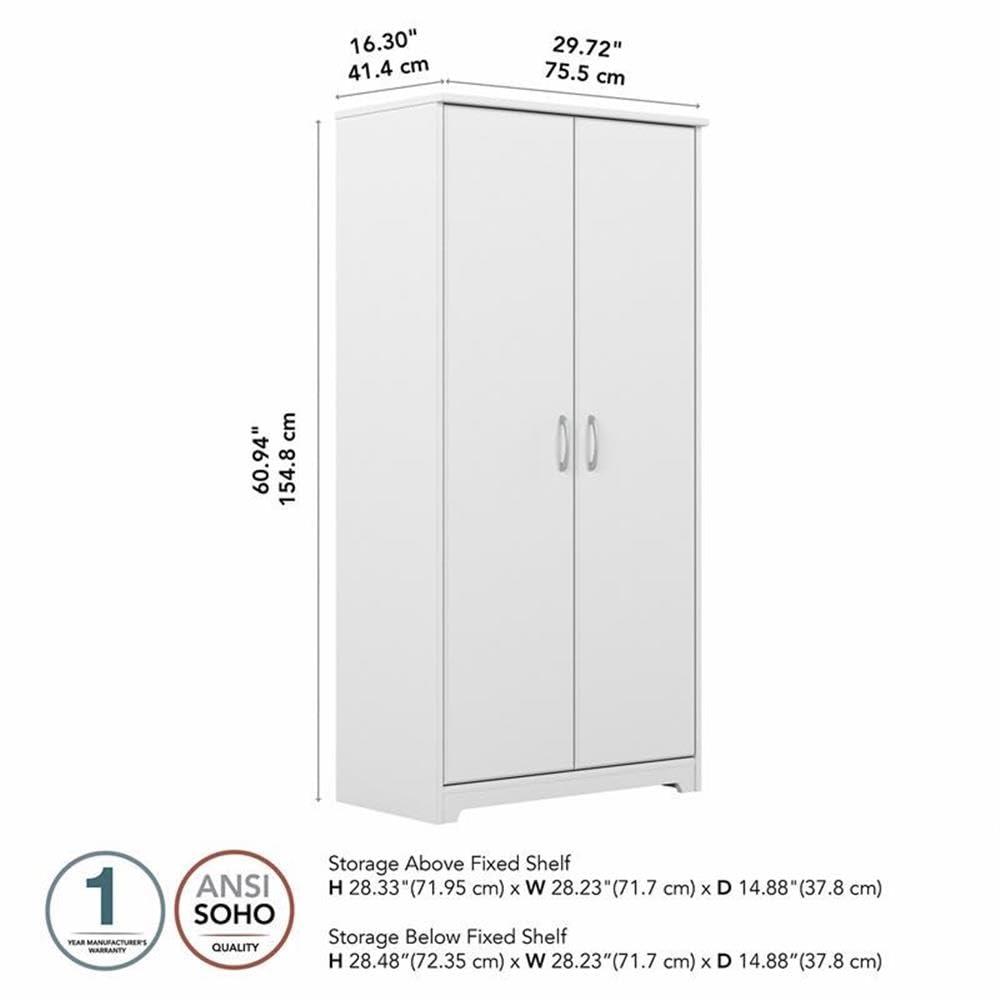 Bush Furniture Cabot Tall Storage Cabinet with Doors in White