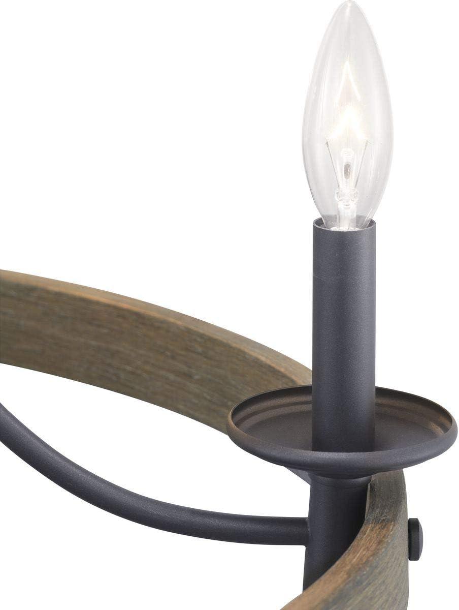 Progress Lighting Gulliver 5-Light Chandelier, Graphite Finish, Wood Grained Texture Shade