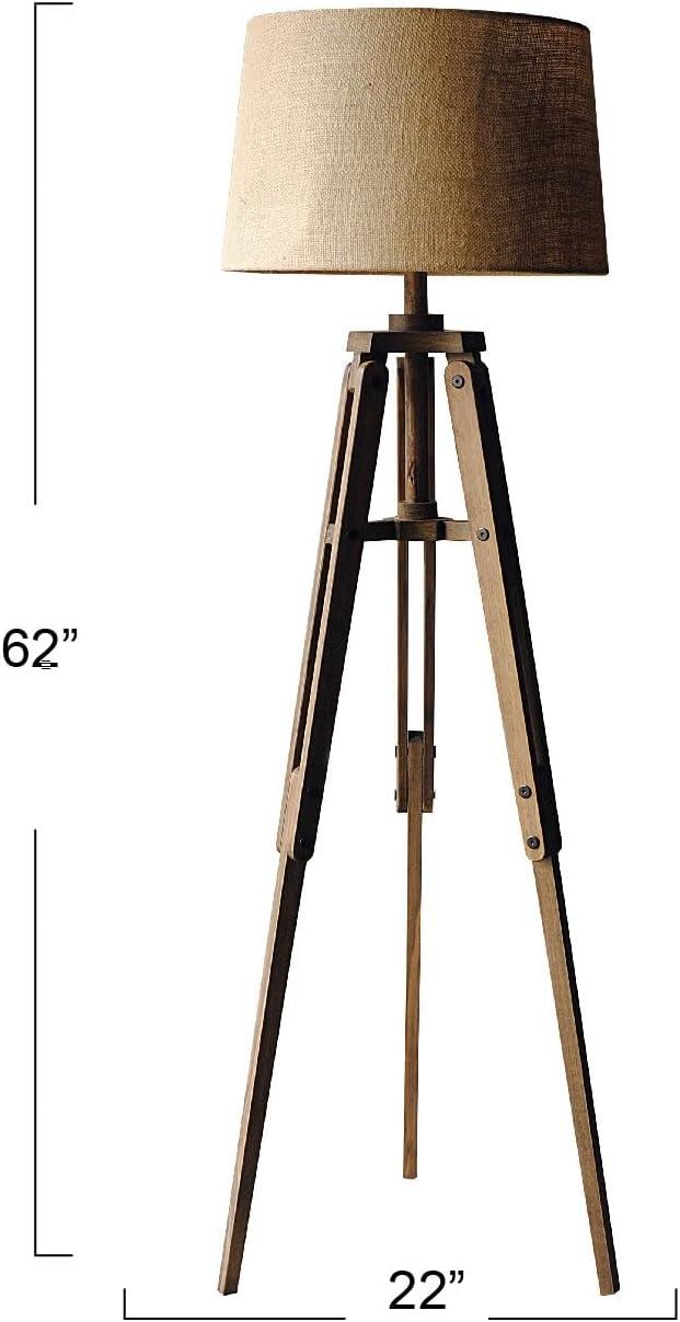 Mariner Adjustable Wood Tripod Floor Lamp with Burlap Shade