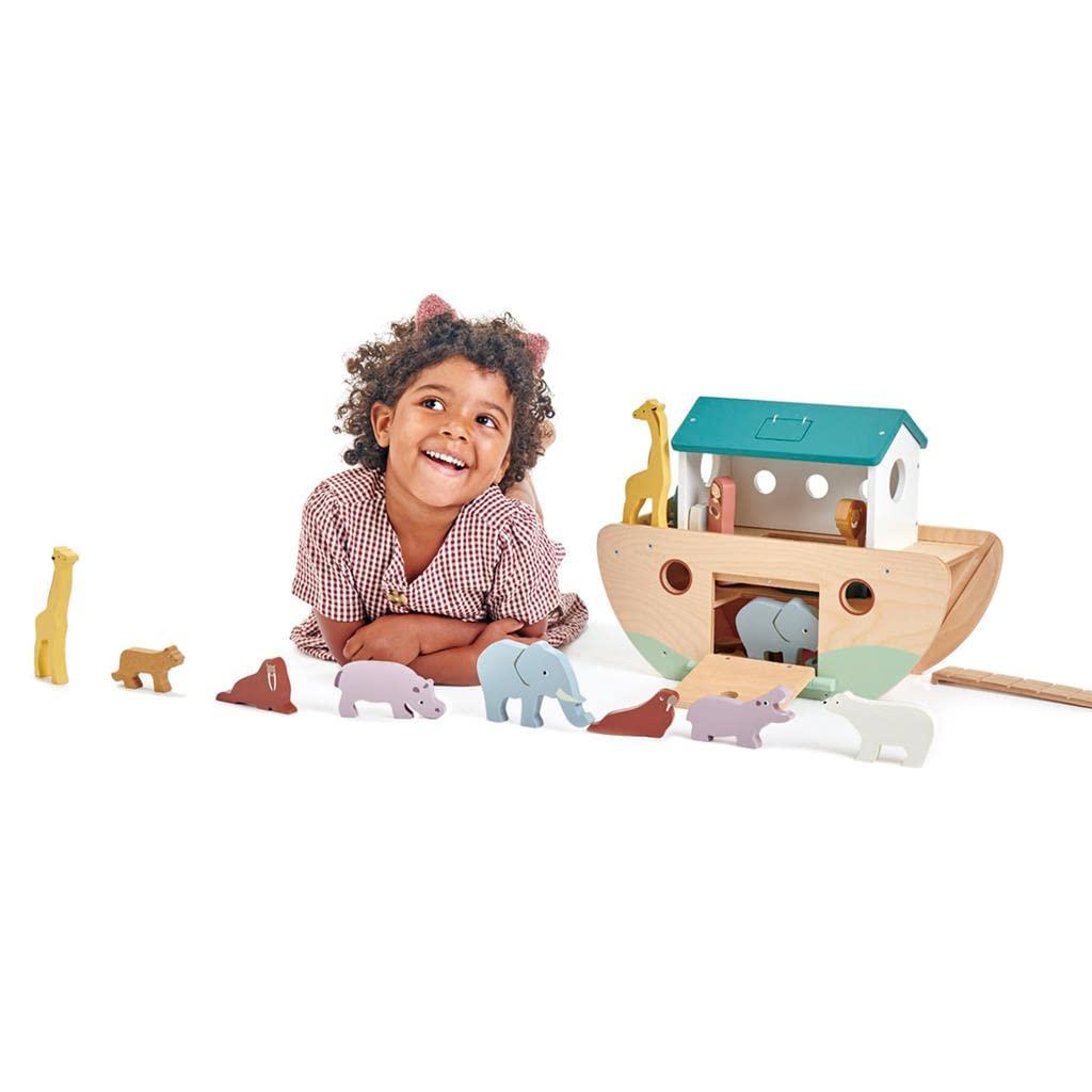 Tender Leaf Toys Noah’s Wooden Ark – Animal Shape Sorter – Christian Religion and Bible Story Based Educational Fun - Social, Creative, and Imaginative Play – Ages 3+