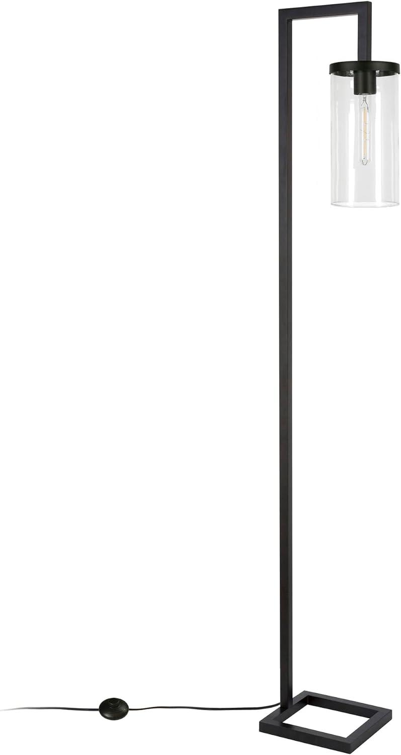 Malva Arc Blackened Bronze Floor Lamp with Clear Glass Shade