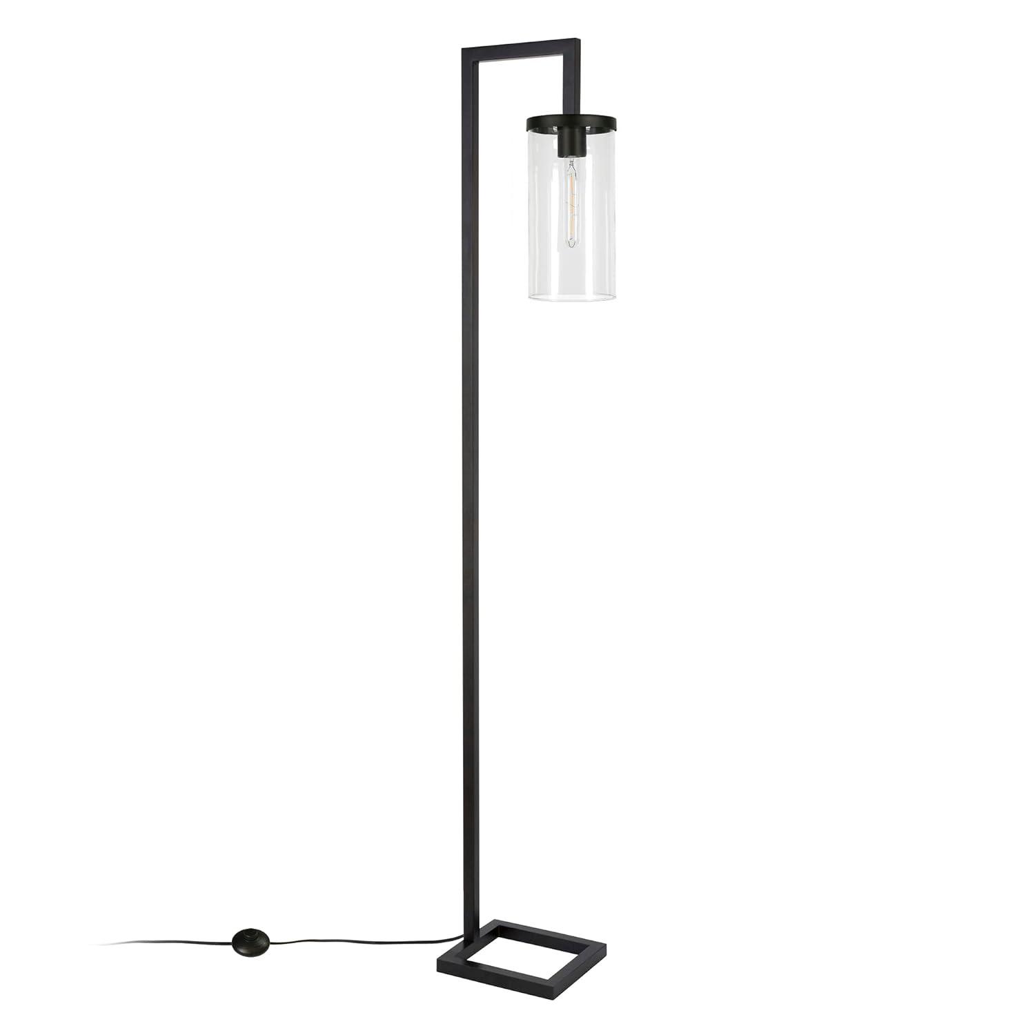 Evelyn&Zoe Malva 67.75" Tall Floor Lamp with Glass shade in Blackened Bronze/Clear