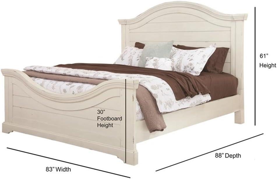 American Woodcrafters Stonebrook Antique White Wood King Panel Bed