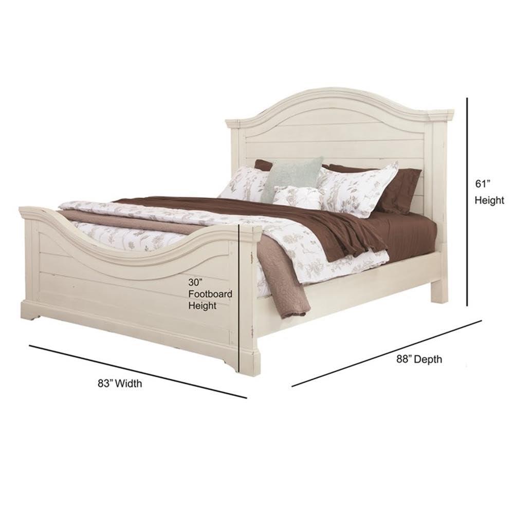 American Woodcrafters Stonebrook Antique White Wood King Panel Bed