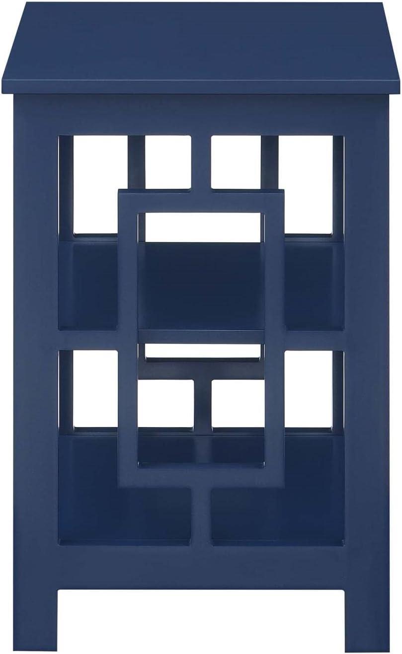 Convenience Concepts Town Square End Table with Shelves, Cobalt Blue
