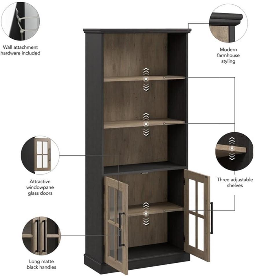 Westbrook 5 Shelf Bookcase with Glass Doors by Bush Furniture