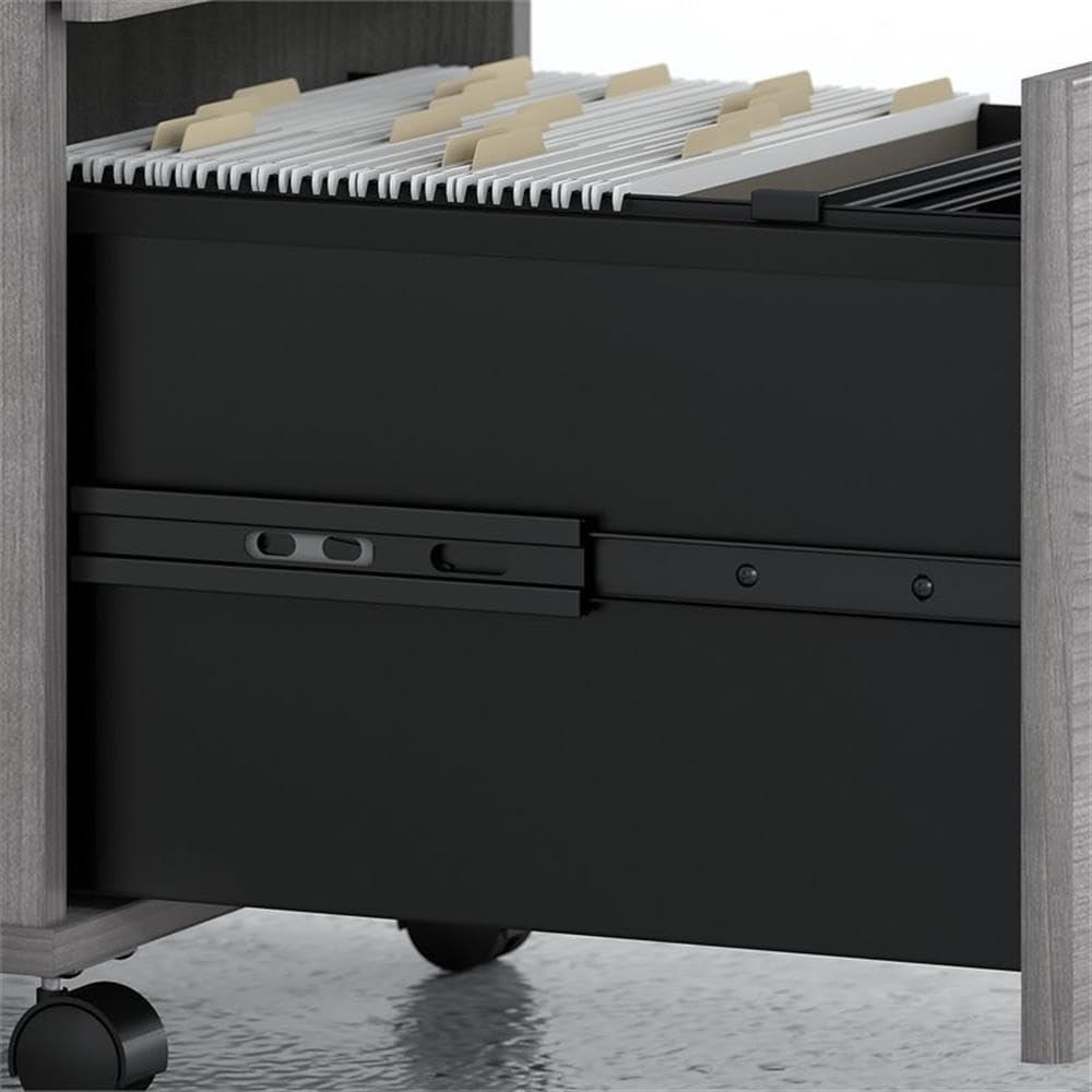 Bush Business Furniture Studio C L Shaped Desk with Mobile File Cabinet and Return