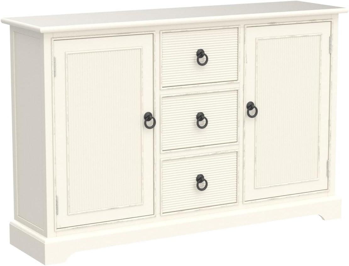 Adiland 2 Door & 3 Drawers Console Table - Distressed White - Safavieh