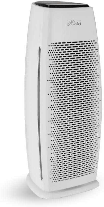 Hunter HP600 Air Purifier. True HEPA Air Purifier Tower for Pets, Odors, Allergens, Smoke, Dust, VOC's. 3 Fan Speeds, Sleep Timer