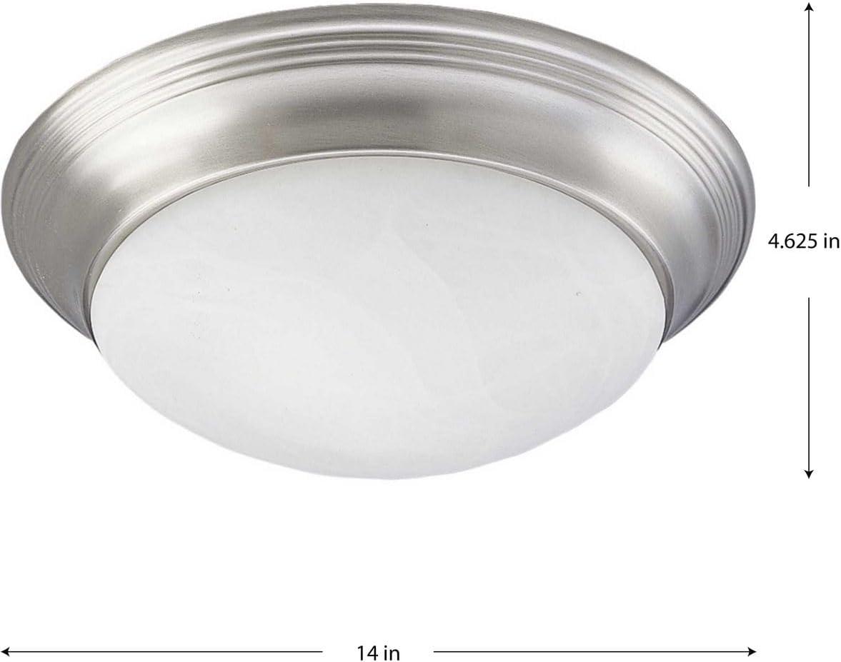 Progress Lighting Messina Collection 2-Light Flush Mount, Brushed Nickel, Etched Alabaster Glass