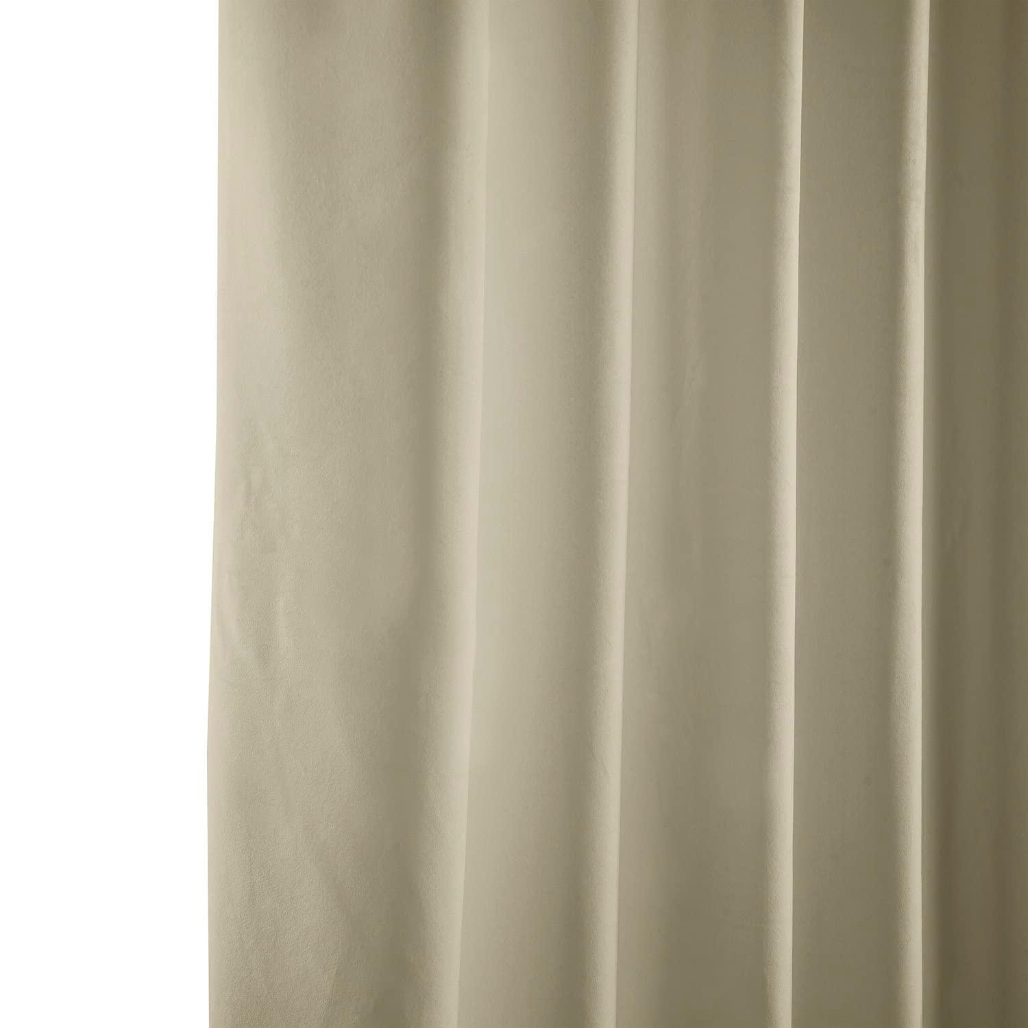 Half Price Drapes Macchiato Beige Heritage Plush Velvet Room Darkening Curtains (1 Panel), 50W X 120L