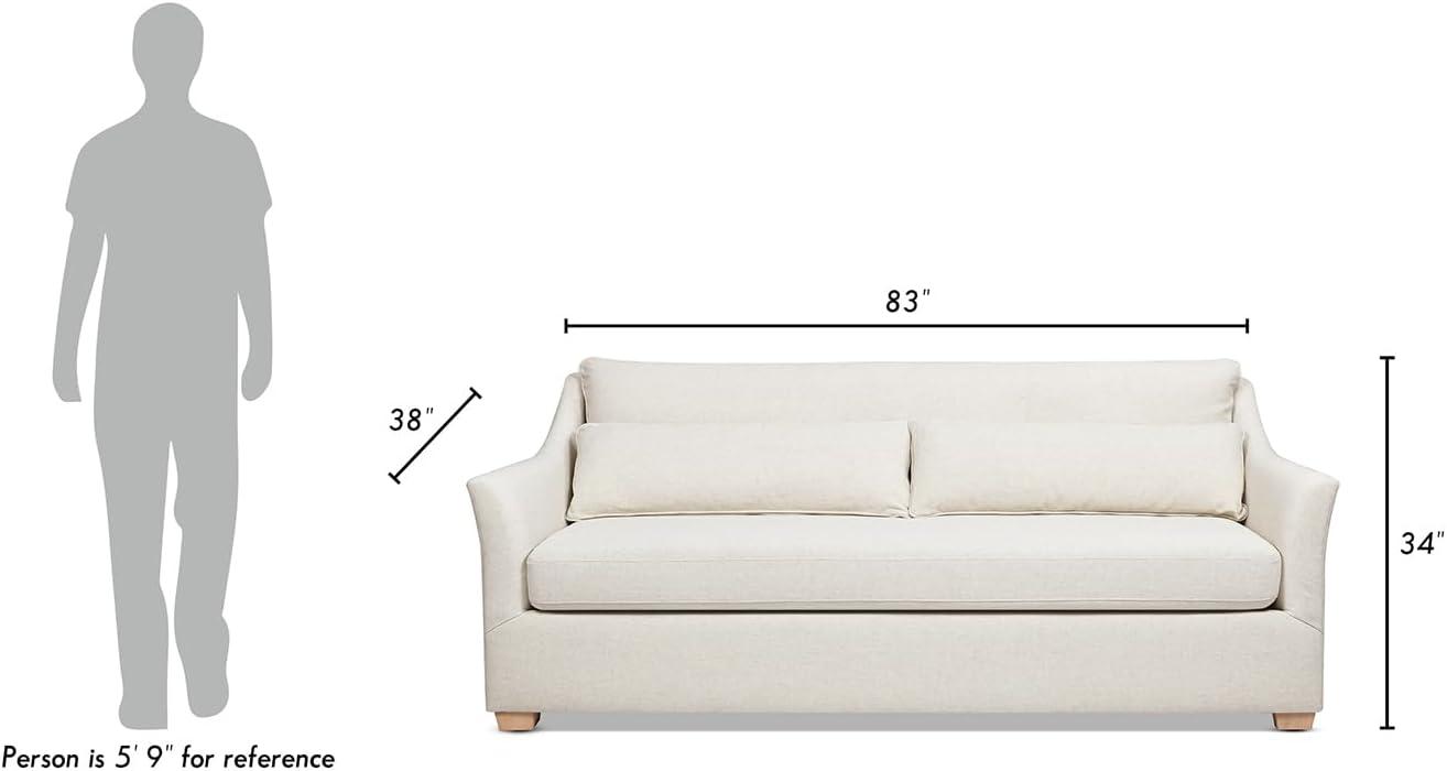 Jennifer Taylor Home Ada Modern Fabric Sofa with Flared Arm in Flax White