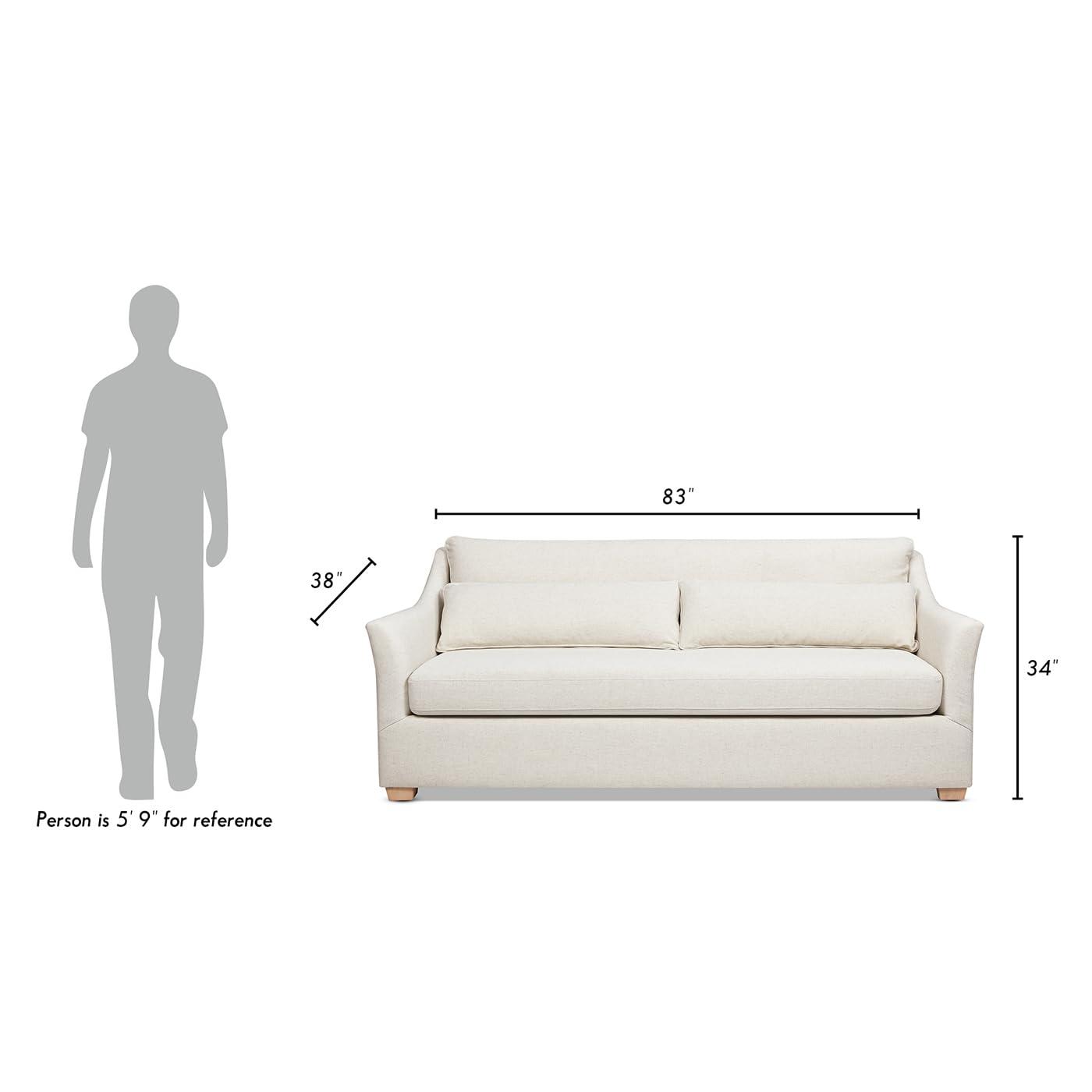 Jennifer Taylor Home Ada Modern Fabric Sofa with Flared Arm in Flax White