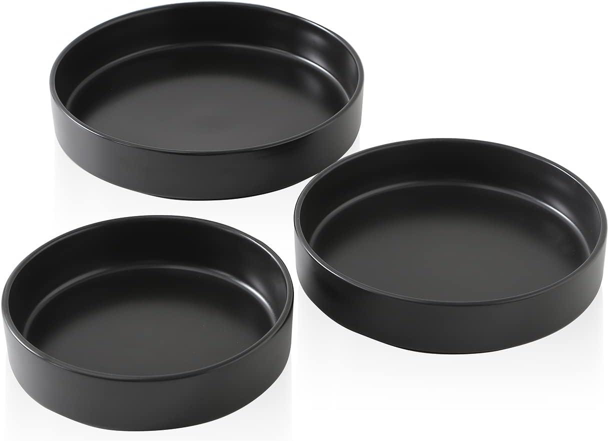 Black Ceramic 3-Piece Serving Bowl Set